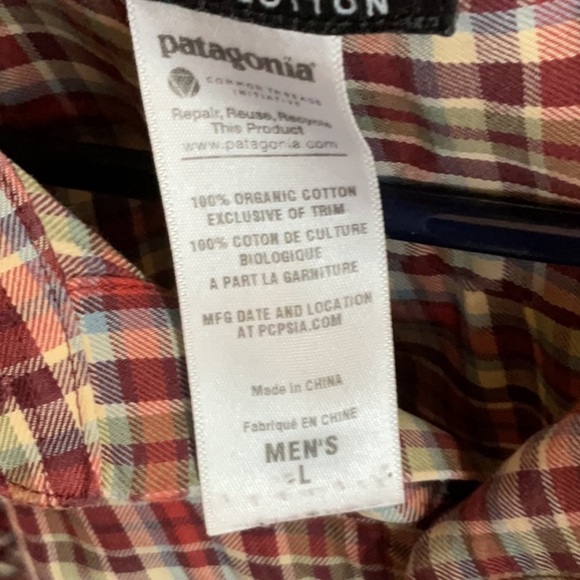 Patagonia plaid organic cotton button down size L - Picture 6 of 6